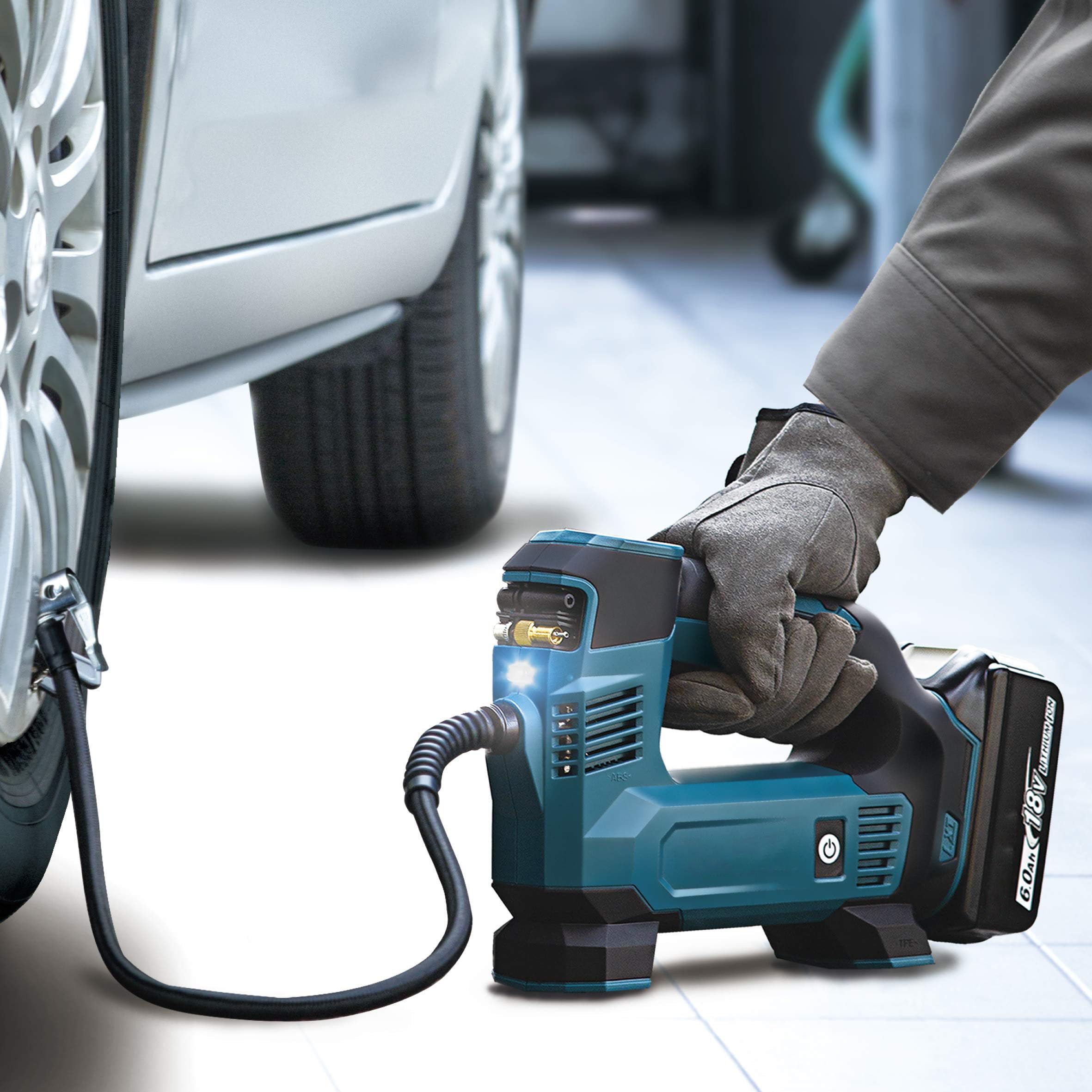 Amazon.co.jp: 充電式空気入れ18V 米英仏バルブ&ボール浮き輪バルブ付